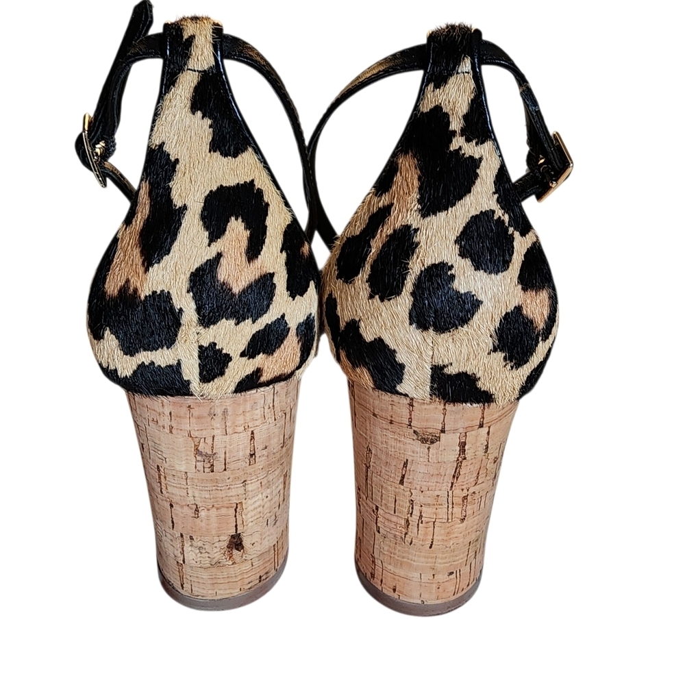 Kate Spade New York Lonnie Leopard Printed Calf Hair Wedge Sandals - 8M - Picture 12 of 13
